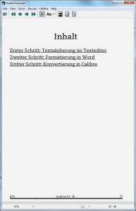 Kindle eBook erstellen - Verzeichnis